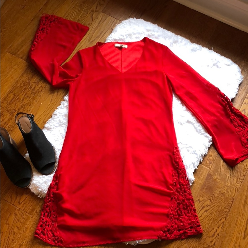 Ya LA- Red Bell Sleeve Dress
